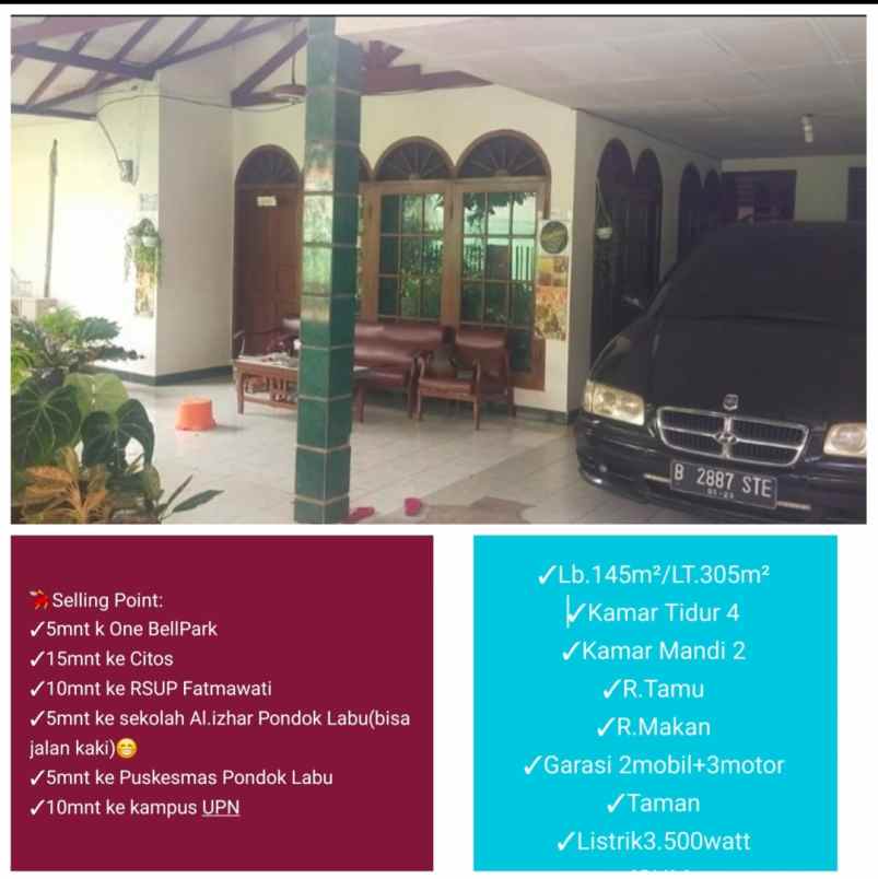 rumah dijual cepat pondok labu jak sel