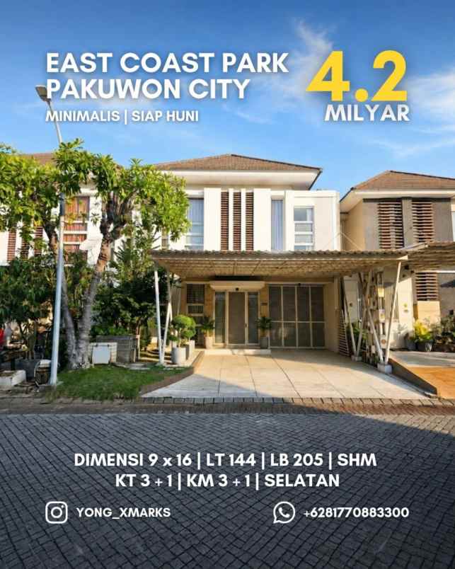 rumah east coast park pakuwon city minimalis siap huni