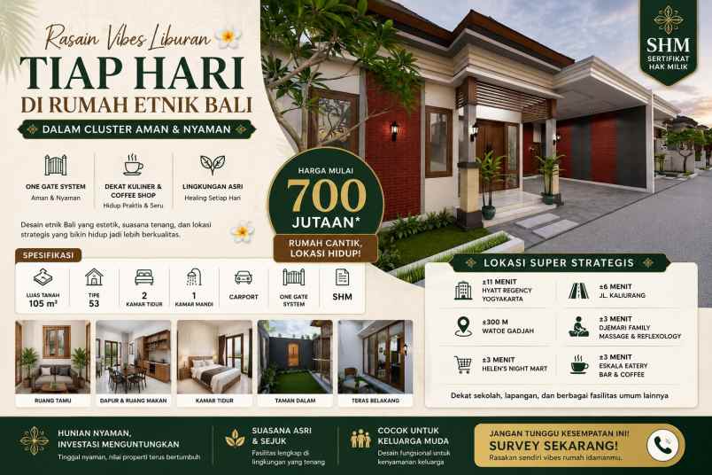 rumah etnik bali di jogja utara estetik dan strategis