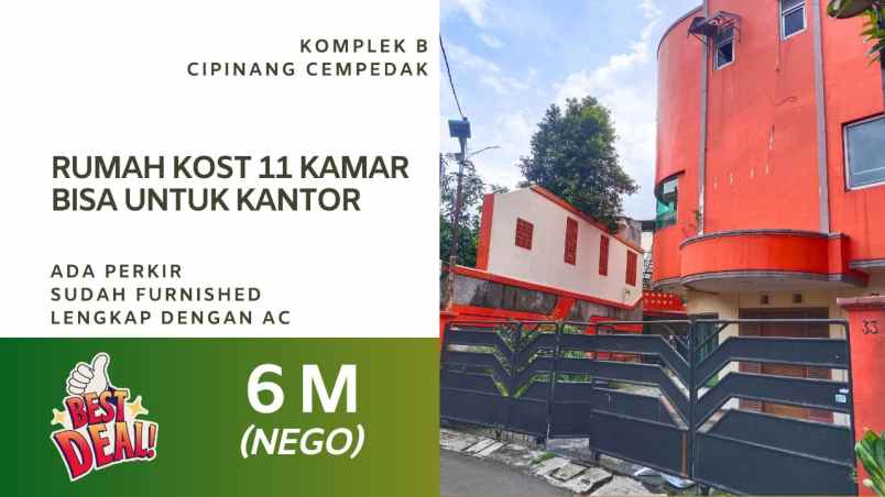 rumah kost dijual cipinang cempedak blok b