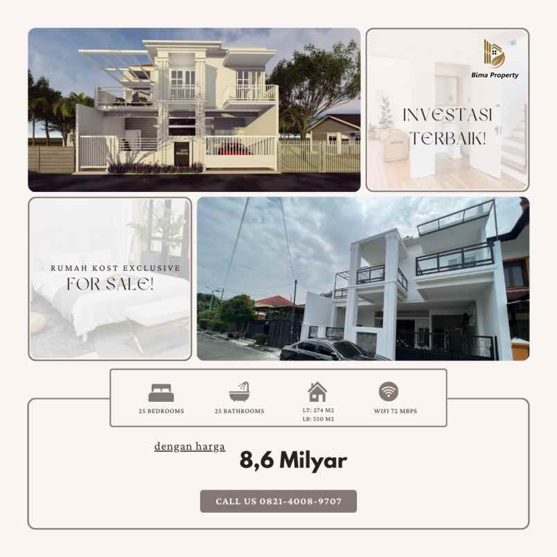 rumah kost exclusive harga dibawah 9 m