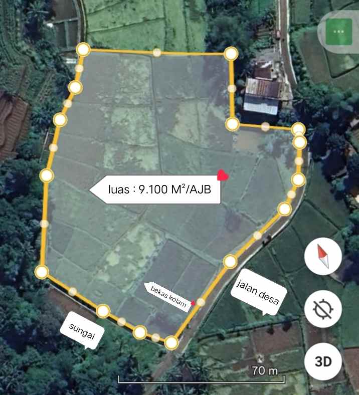 sawah produktif dekat sungai view bagus subang