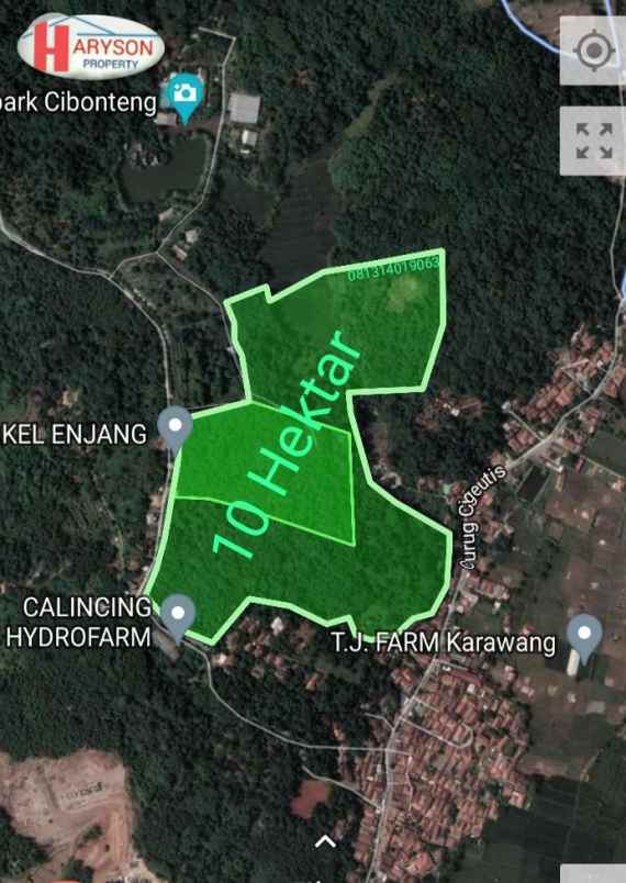 tanah 10 ha buat villa cafe loji karawang