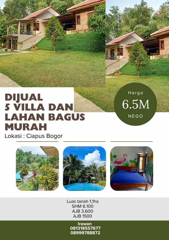 dijual 5 villa dan lahan bagus murah