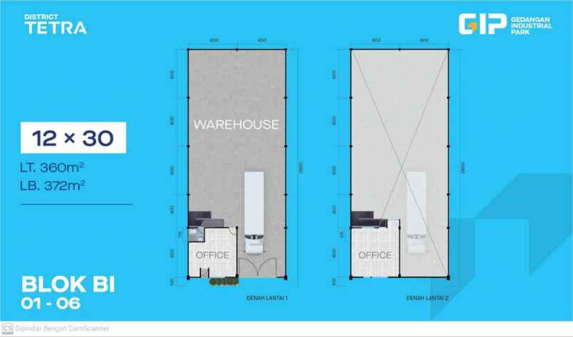 dijual ruko gudang kantor industrial park
