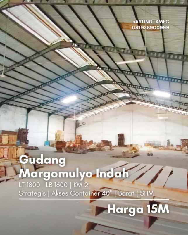 dijual ruko gudang kantor margomulyo indah