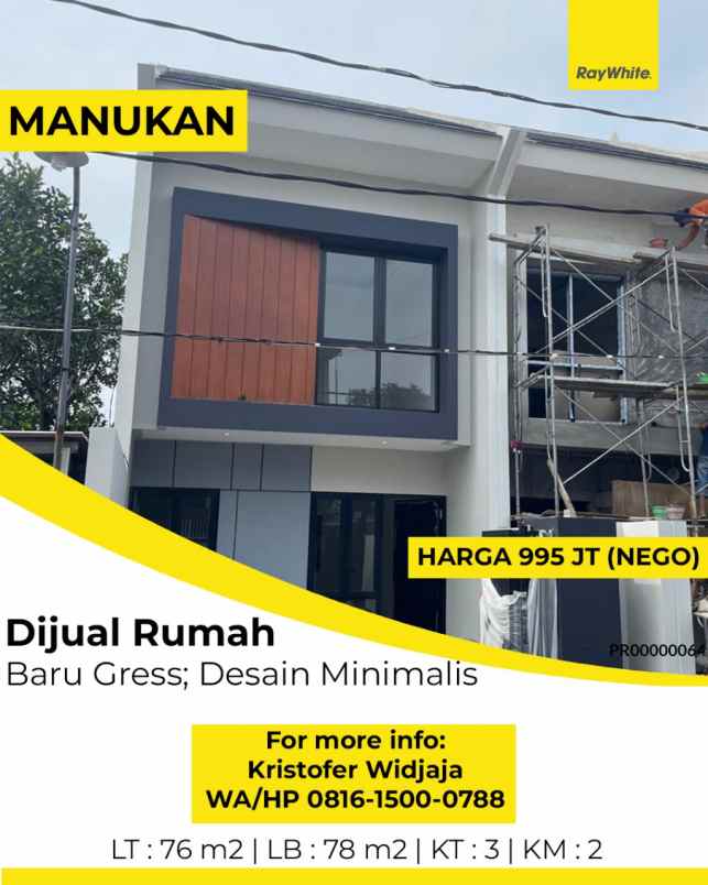 dijual rumah baru gress manukan surabaya barat