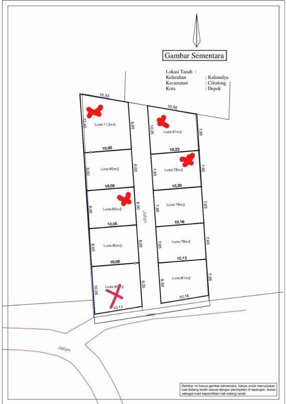 dijual rumah jl h kocen kalimulya kec