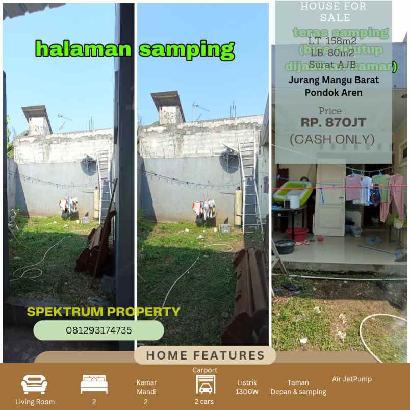 dijual rumah jurang mangu barat pdk aren