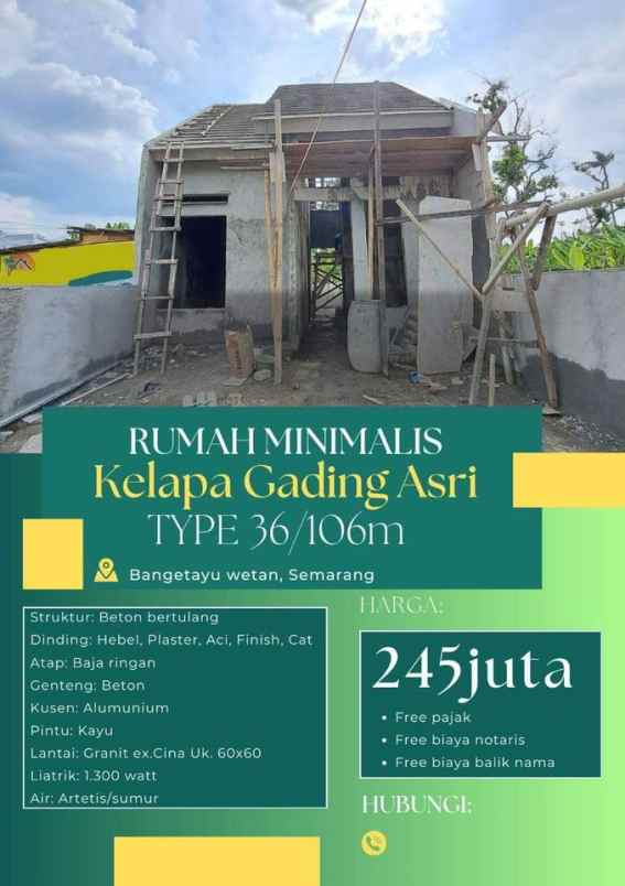 dijual rumah kelapa gading bangetayu