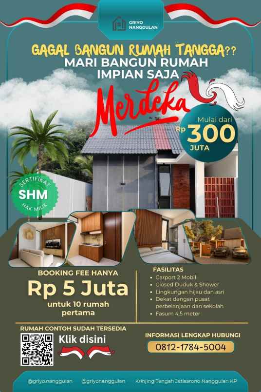 dijual rumah krinjing tengah jatisarono