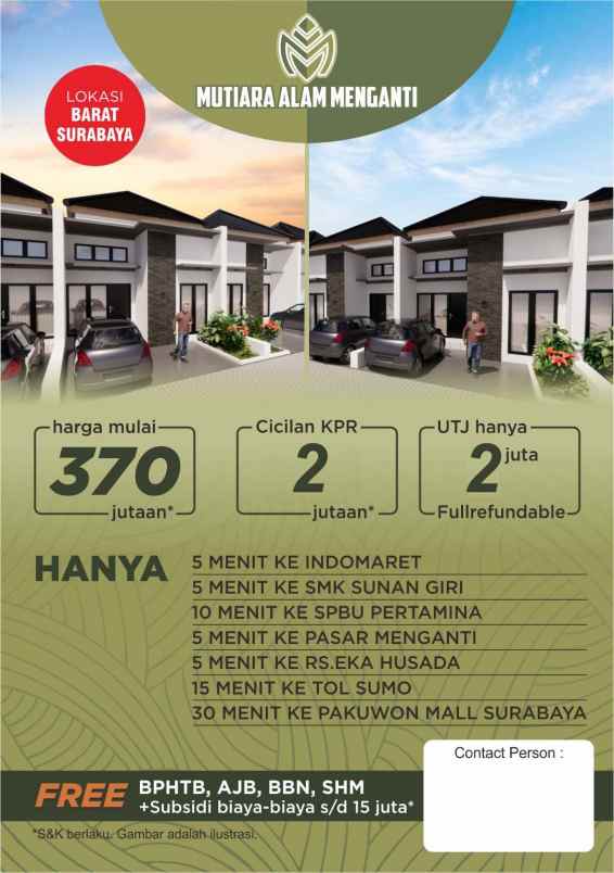 dijual rumah palemwatu menganti gresik
