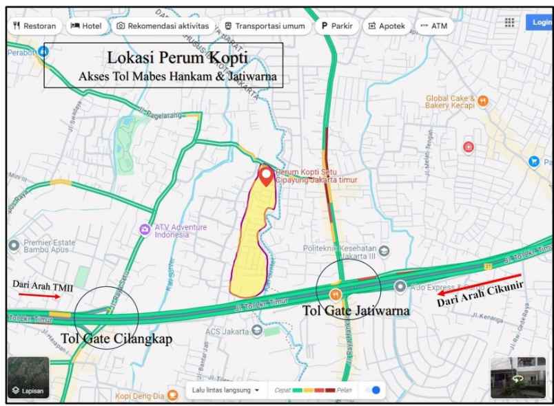 dijual rumah perum kopti setu cipayung