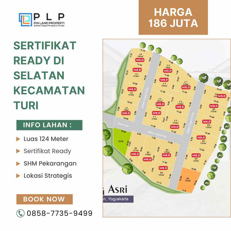 dijual tanah gading donokerto turi