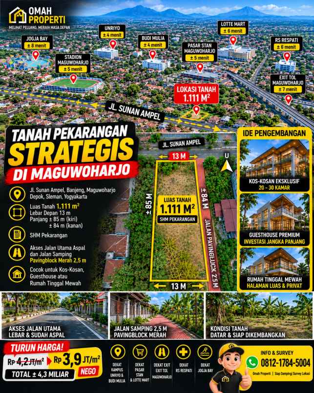 dijual tanah jl ponpes sunan ampel bajeng