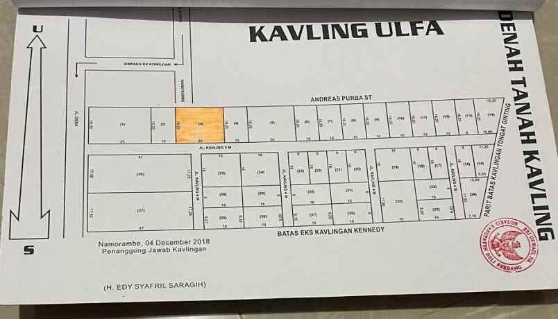 dijual tanah kosong jl kowilhan ujung namorambe