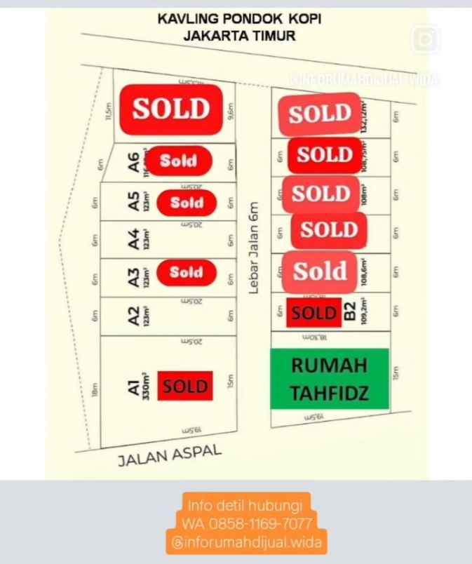 dijual tanah pondok kopi