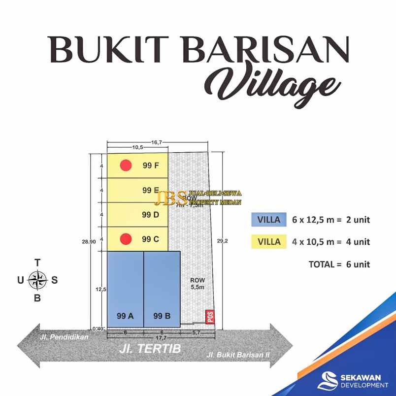 dijual villa jalan tertib bukit barisan ii