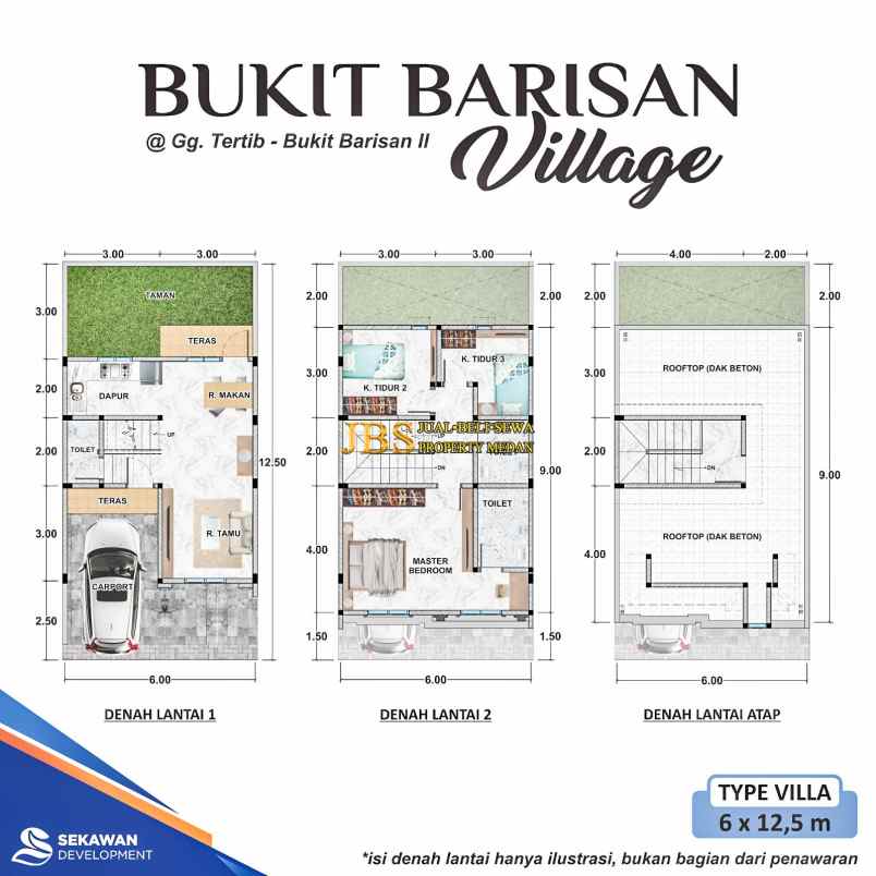 dijual villa jalan tertib bukit barisan ii