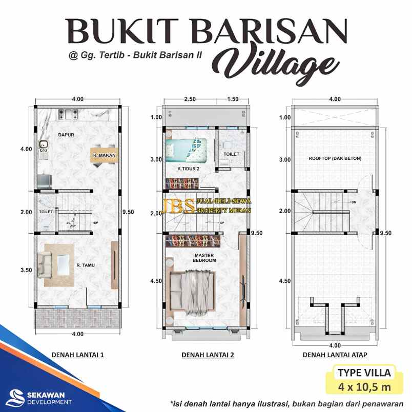 dijual villa jalan tertib bukit barisan ii