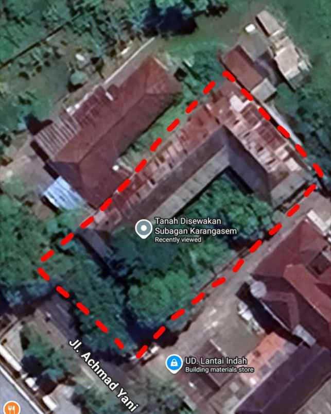 disewakan tanah jl ahmad yani subagan