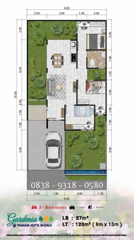 rumah 3 kamar tidur dekat stasiun citra maja raya