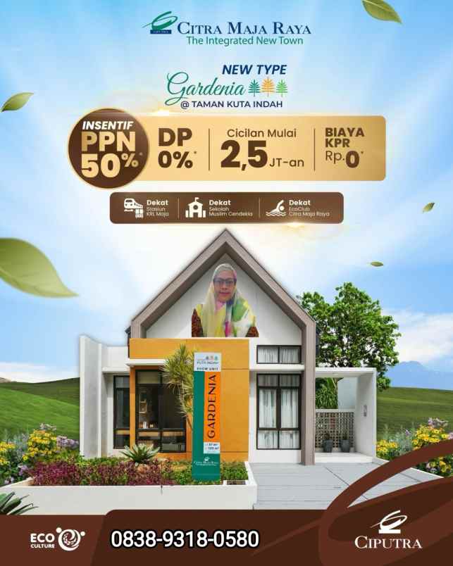 rumah 3 kamar tidur dekat stasiun citra maja raya