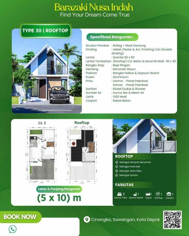 rumah baru minimalis modern dengan rooftop