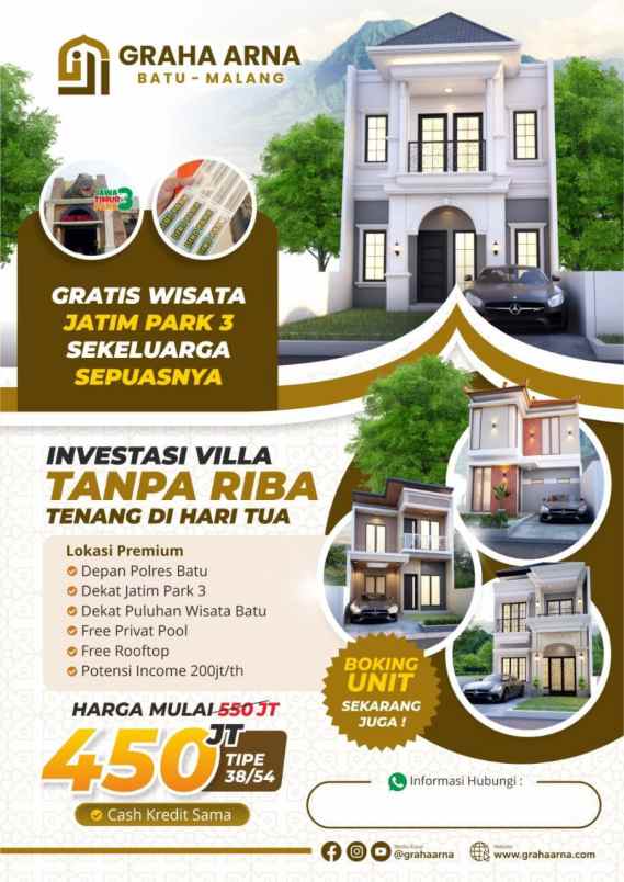 rumah villa modern minimalis kota batu