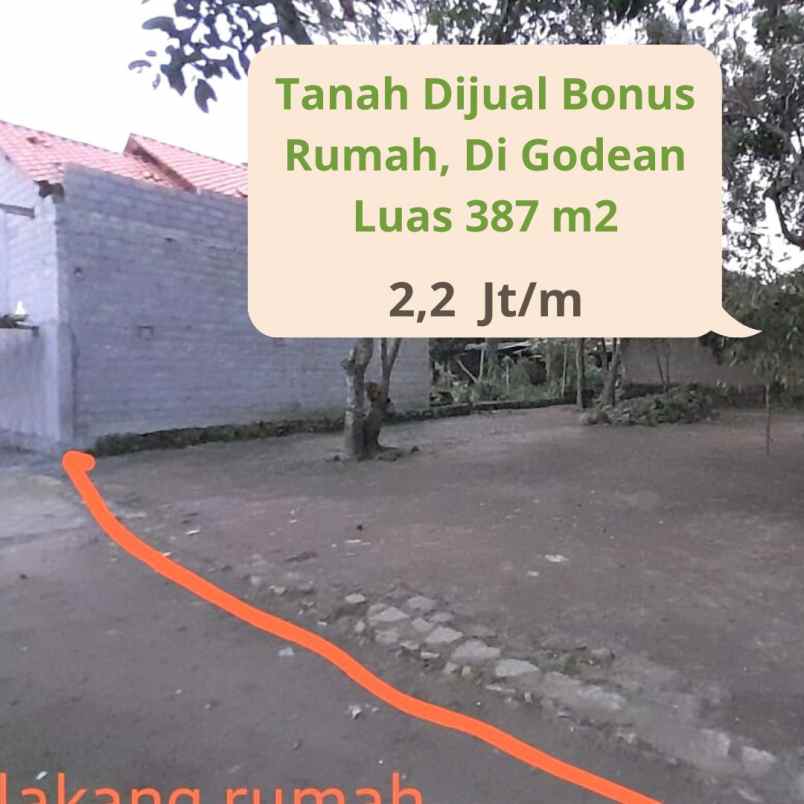 tanah jogja bonus rumah timur pasar godean ld 12 m