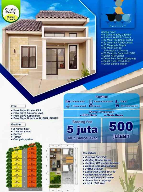 cluster murah ckp 5jt smp akad lokasi cipayung depok