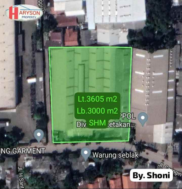 dijual gudang 3605 m2 rawalumbu kota bekasi