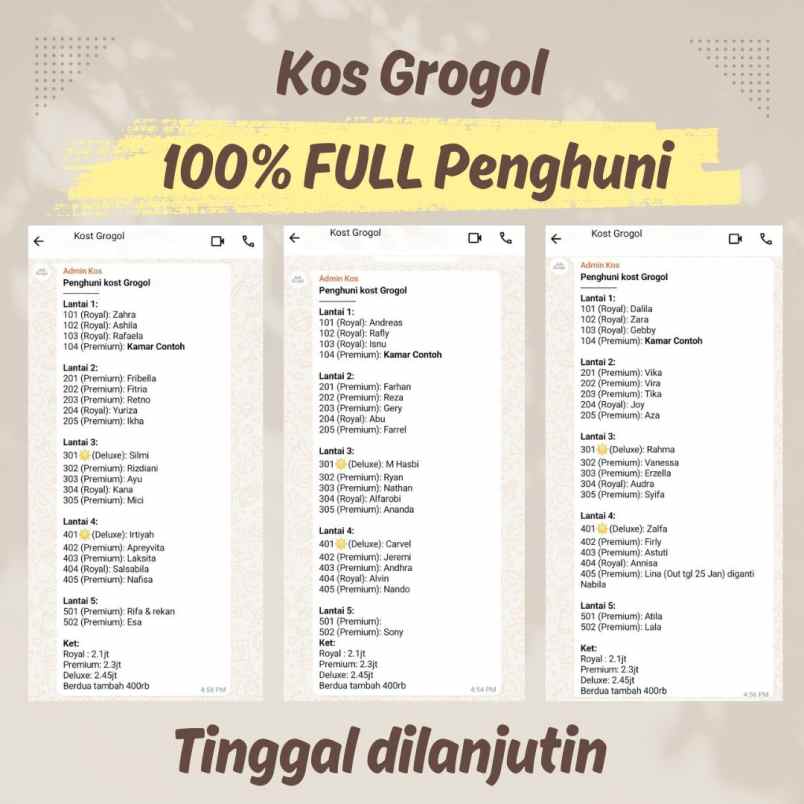 dijual kost grogol