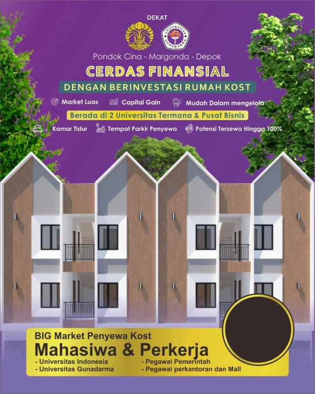 dijual kost pondok cina beji