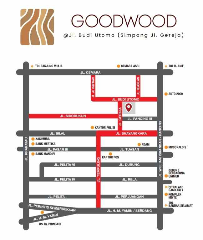 dijual ruko gudang kantor jl budi utomo simpang jln