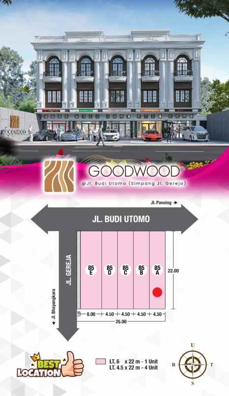 dijual ruko gudang kantor jl budi utomo simpang jln