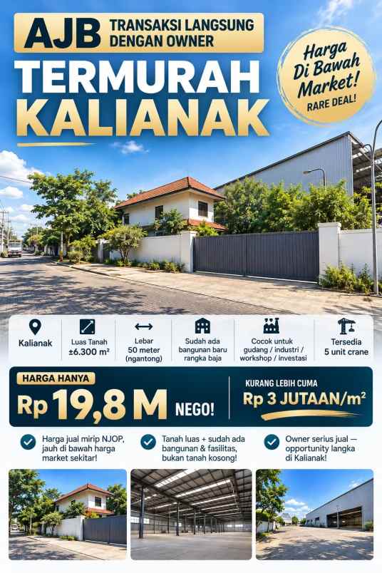dijual ruko gudang kantor kalianak 55