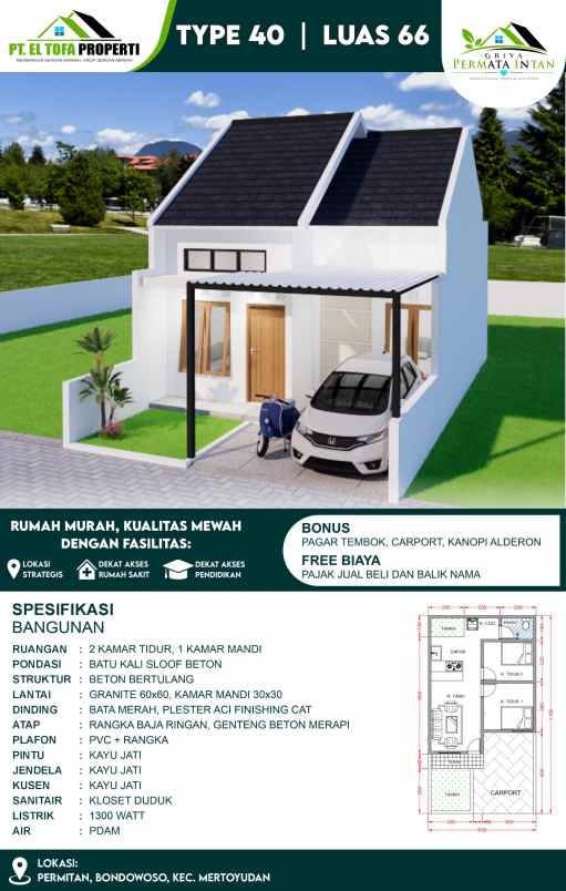 dijual rumah permitan rt rw 006 002