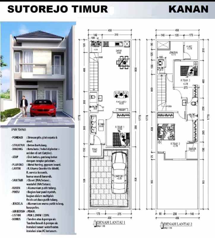 dijual rumah sutorejo timur