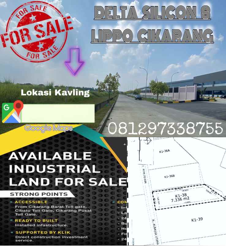 dijual tanah delta silicon 8 lippo cikarang