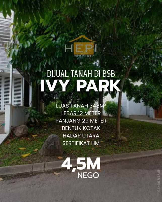 dijual tanah di ivy park bsb semarang