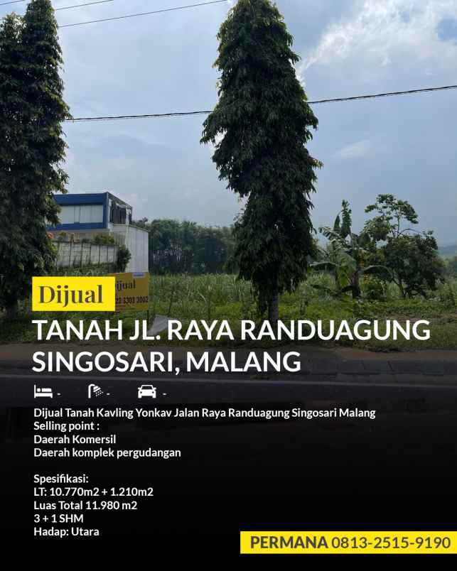 dijual tanah jl randuagung malang singosari