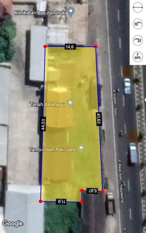 dijual tanah jl raya solo jogjakarta