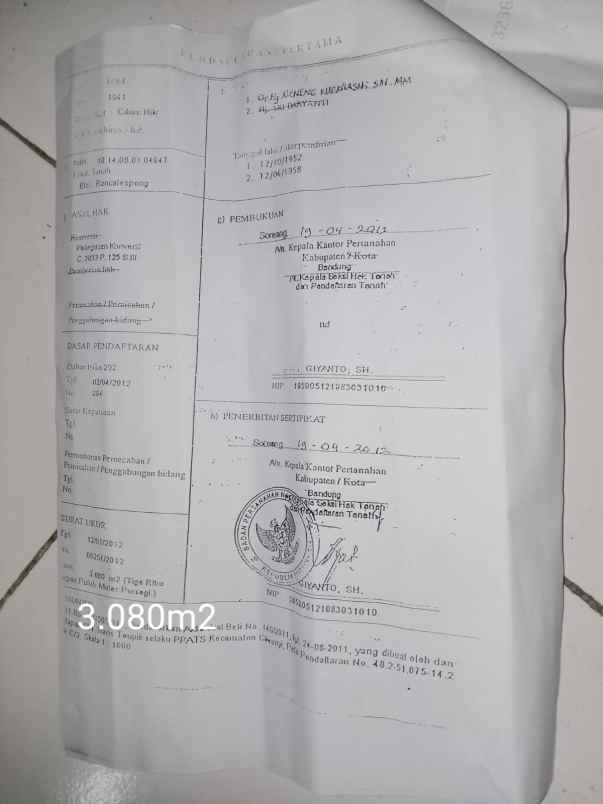 dijual tanah jln cimekar