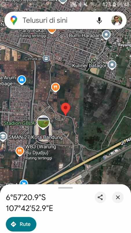 dijual tanah jln cimekar