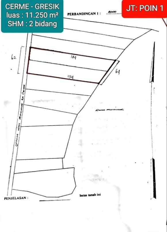 dijual tanah nol jalan raya geger cerme gresik
