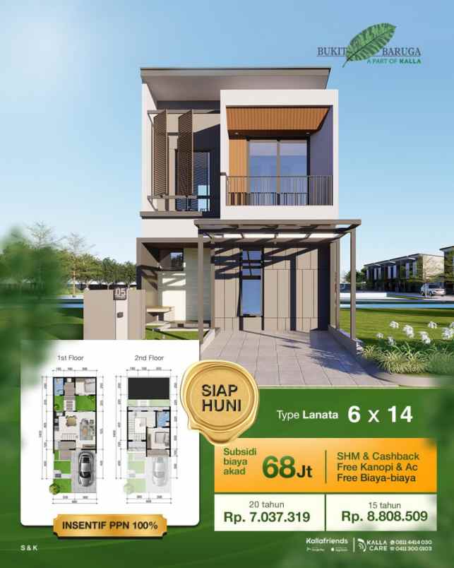 rumah baru 2 lantai di bukit baruga antang