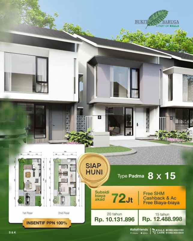 rumah baru 2 lantai di bukit baruga antang