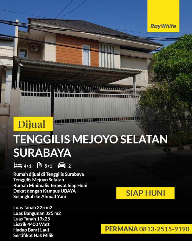 rumah dijual tenggilis mejoyo selatan surabaya
