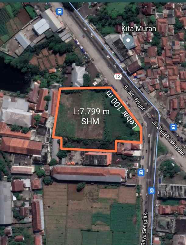 tanah pinggir jalan raya nasional bogor kemang parung